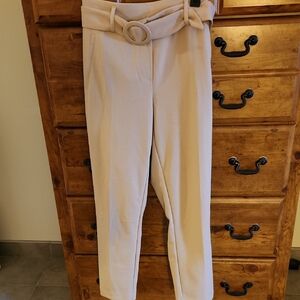 Jules & Leopold Cream Cropped Pants with Belt